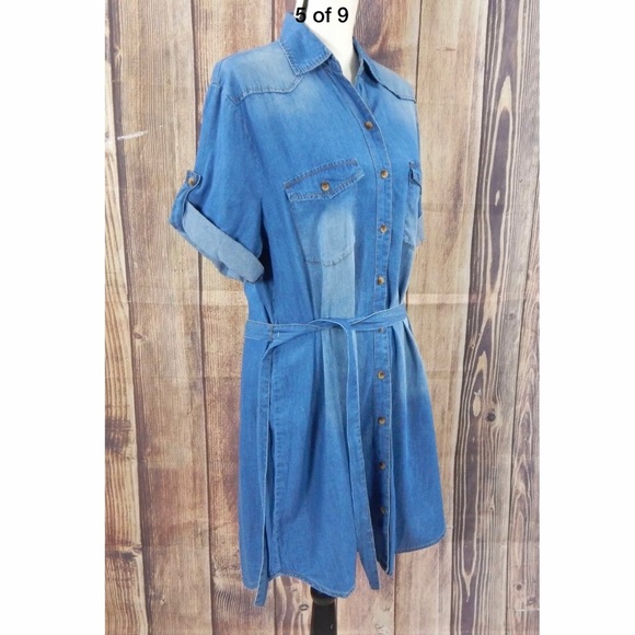 1X 2X 3X & More Lightweight Blue Denim Dress - Picture 5 of 8